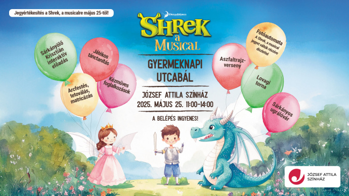 A Shrek musicalből is ízelítőt kaphatunk a József Attila Színház Gyereknapi utcabálján!